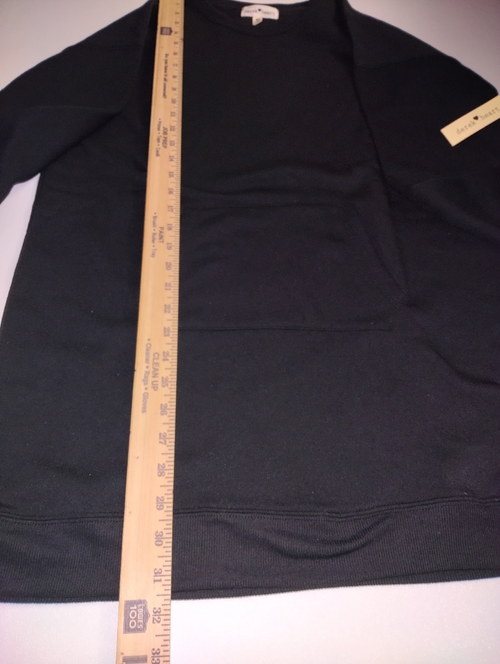 Derek Heart Women's Black Crewneck Pullover Sweatshirt M New kangaroo pockets - Picture 3 of 4